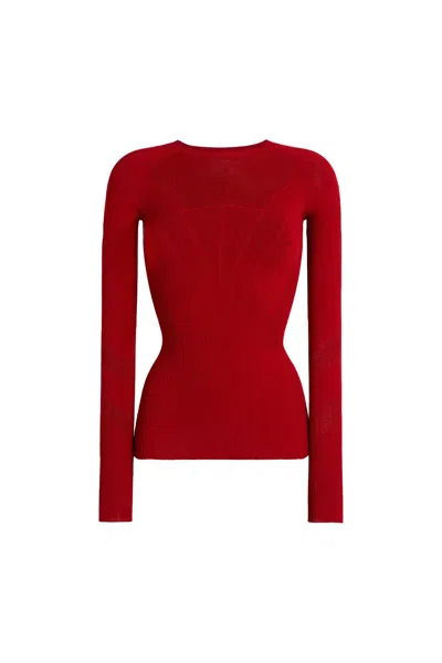 Roberto Cavalli Long-sleeve Jersey Top In Red