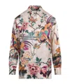 Roberto Cavalli Beige Silk Shirt With Multicolor Floral