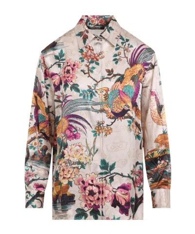 ROBERTO CAVALLI FLORAL-PRINT LONG-SLEEVE SHIRT