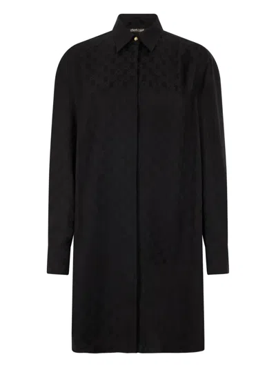 Roberto Cavalli Long-sleeve Shirt Dress In Black
