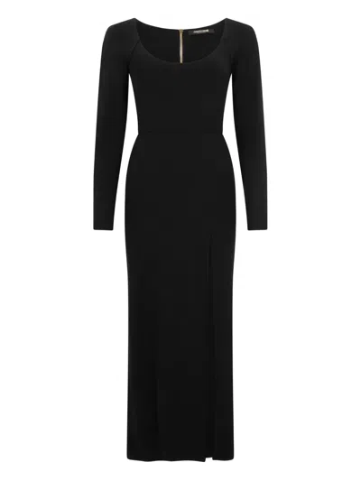 Roberto Cavalli Long-sleeve Slit Dress In Black