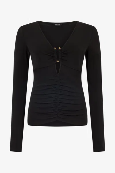 Roberto Cavalli Long Sleeve Top In Black