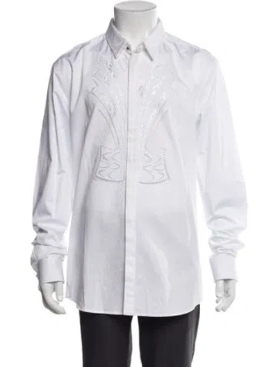Pre-owned Roberto Cavalli Long Sleeve Tuxedo Shirt In White