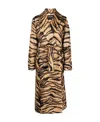 Roberto Cavalli Freedom-print Belted Coat In Nude