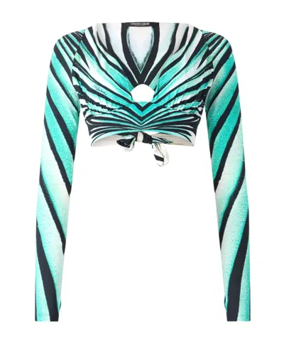 Roberto Cavalli Long-sleeved Cropped T-shirt
