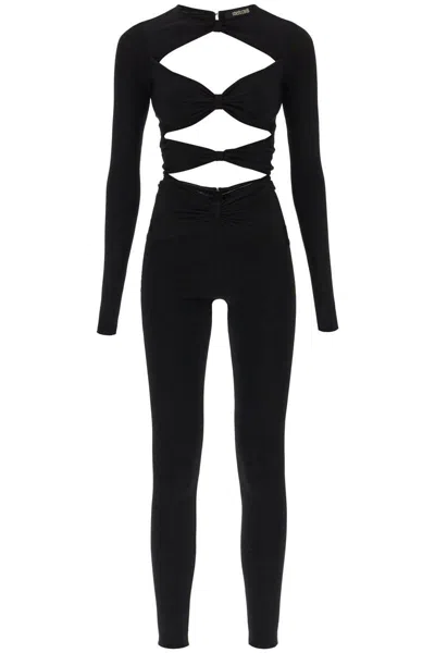 Roberto Cavalli Long-sleeved Jumpsuit With Cut-outs In Black