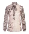 Roberto Cavalli Printed Devoré Satin Shark Shirt In Pink