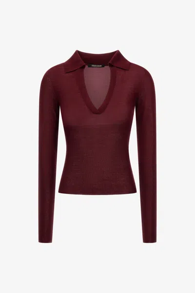 Roberto Cavalli Long-sleeved Top In Purple