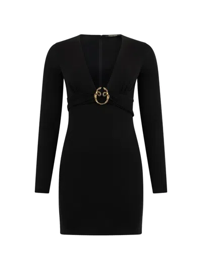 Roberto Cavalli Long-sleeve Mini Dress In Black