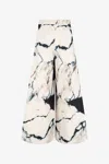 Roberto Cavalli Loose Flare Trousers With Marble Print In Black/white