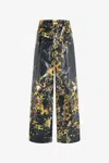 Roberto Cavalli Loose Trousers With Marble Print In Trasparente/nero