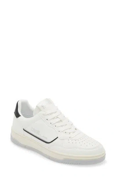 Roberto Cavalli Low Top Perforated Sneaker In White/black