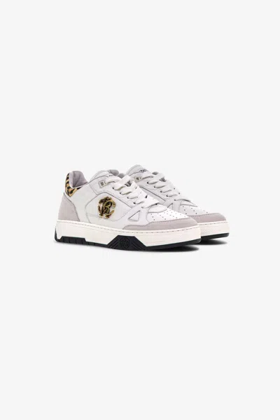 Roberto Cavalli Low-top Sneakers In Bianco/nero/st.giag