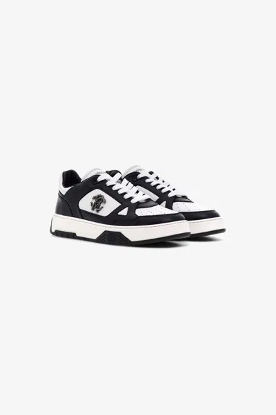 Roberto Cavalli Low-top Sneakers In White/black/antiqnik