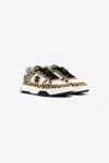 Roberto Cavalli Low-top Sneakers With Jaguar Print In Light Brown