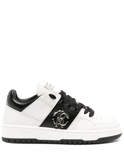 Roberto Cavalli Low-top Trainers In White Cow Leather
