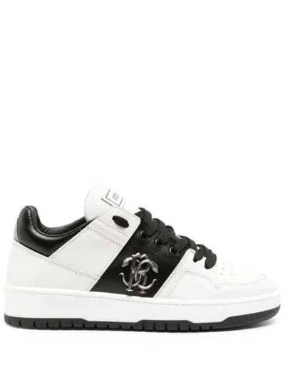 Roberto Cavalli Low-top Trainers In White Cow Leather