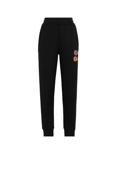 Roberto Cavalli Lucky Symbols-appliqué Sweatpants In Black