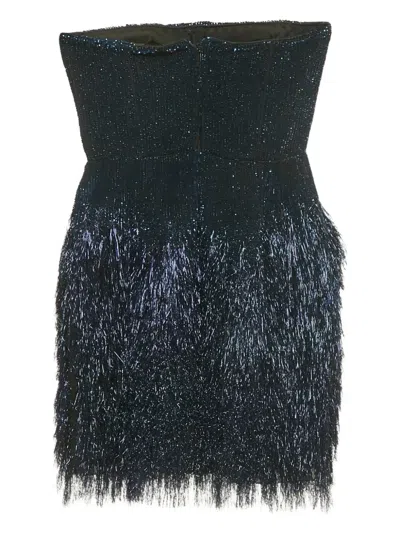 Pre-owned Roberto Cavalli Lurex Sequin Strapless Mini Dress In Blue