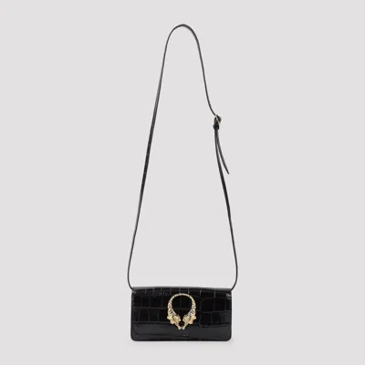 Roberto Cavalli Black Leather Roar Mini Bag