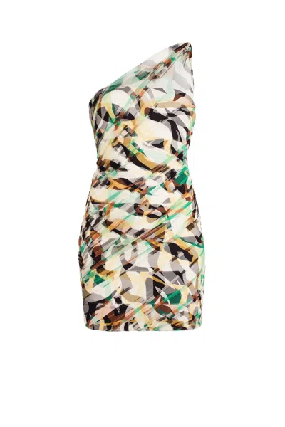 Roberto Cavalli Macro Tiger Twiga Tulle Dress In White