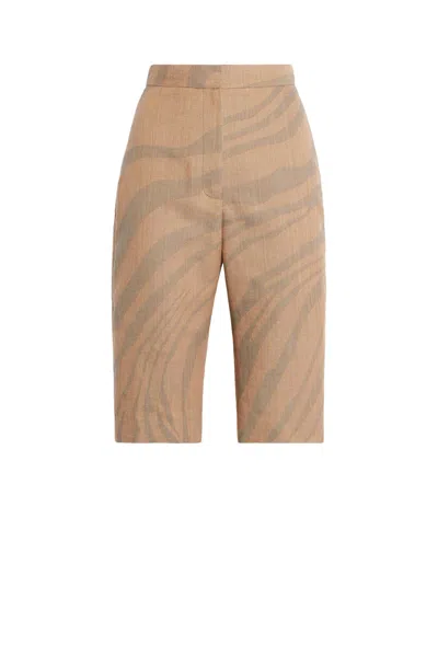 Roberto Cavalli Macro Zebra Jacquard Bermuda Shorts In Brown