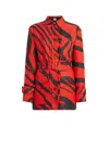 Roberto Cavalli Macro Zebra Print Iguana Jacquard Jacket In Red