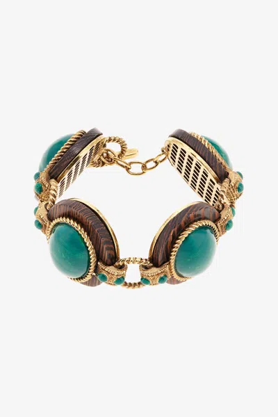 Roberto Cavalli Malachite-effect Link Bracelet In Green