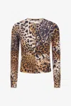 Roberto Cavalli Jaguar Skin-print Cut-out Blouse In Light Brown