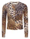 Roberto Cavalli Jaguar Skin-print Cut-out Blouse In Neutrals