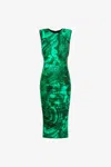 Roberto Cavalli Abstract-print Midi Dress In Green