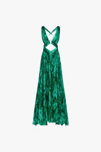 Roberto Cavalli Malachite Print Profumo Dress In Green