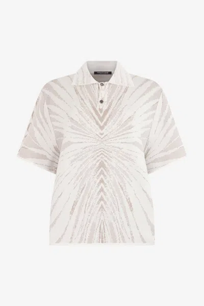 Roberto Cavalli Knitted Polo With Ray Motif In White