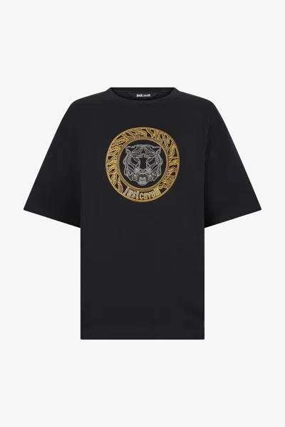 Roberto Cavalli Man Cotton T-shirt In Black
