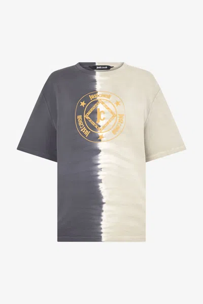 Roberto Cavalli Man Cotton T-shirt In Gray