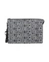 Roberto Cavalli Man Handbag Blue Size - Cotton, Cow Leather In Blue