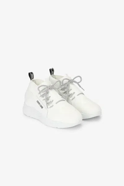 Roberto Cavalli Man Leather Running Shoes In White
