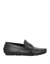 Roberto Cavalli Man Loafers Black Size 9 Calfskin, Rubber In Black
