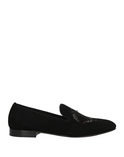Roberto Cavalli Man Loafers Black Size 9 Leather
