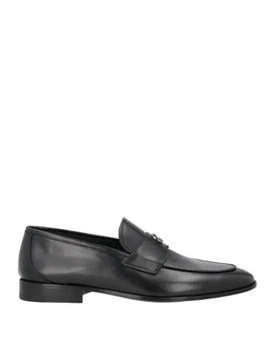 Roberto Cavalli Man Loafers Black Size 9 Leather