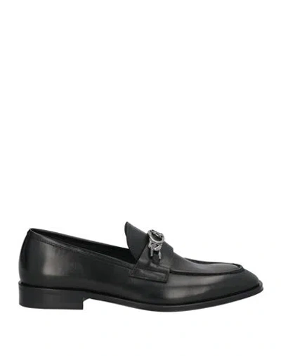 Roberto Cavalli Man Loafers Black Size 9 Leather