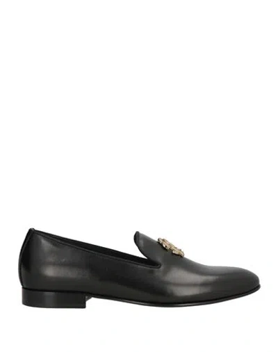 Roberto Cavalli Man Loafers Black Size 9 Leather
