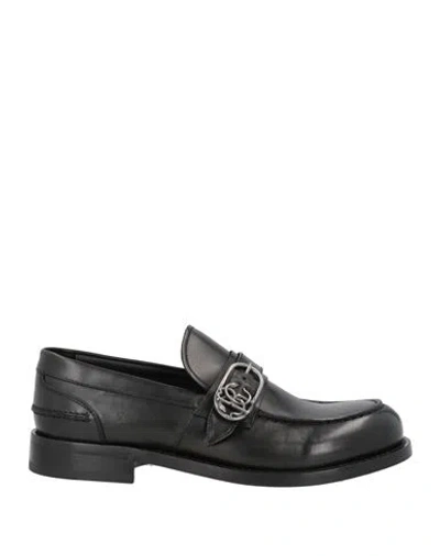 Roberto Cavalli Man Loafers Black Size 9 Leather