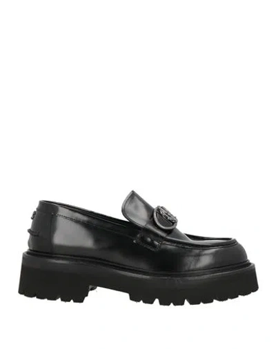 Roberto Cavalli Man Loafers Black Size 9 Leather