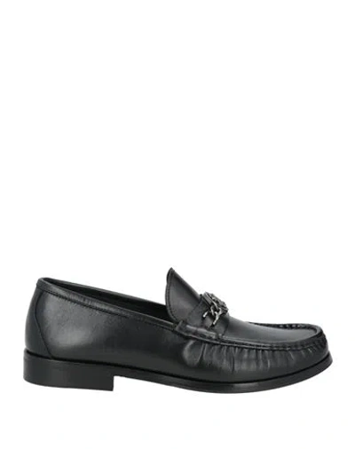 Roberto Cavalli Man Loafers Black Size 9 Leather