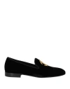 Roberto Cavalli Man Loafers Black Size 13 Textile Fibers In Black