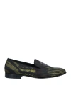 Roberto Cavalli Man Loafers Green Size 9 Textile Fibers In Green