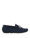 Roberto Cavalli Man Loafers Navy Size 9 Leather In Blue