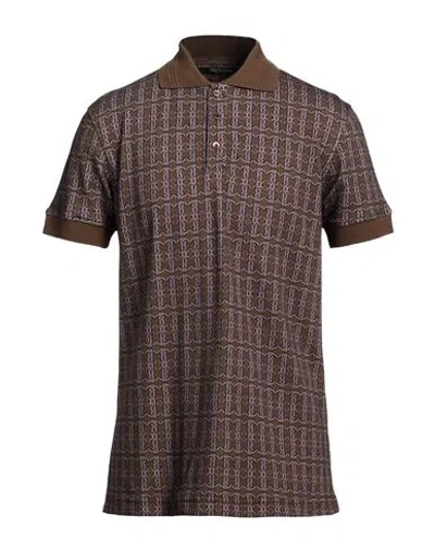 Roberto Cavalli Man Polo Shirt Brown Size L Cotton