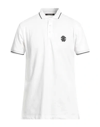 Roberto Cavalli Man Polo Shirt White Size L Cotton